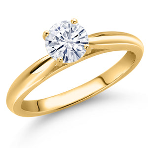 White Moissanite - April_Ring in 10K Yellow Gold