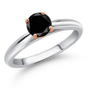 Black Diamond - April_5_Ring in 925 Sterling Silver and 10K Rose Gold