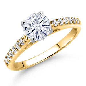 White Moissanite - April_Ring in 10K Two Tone Gold