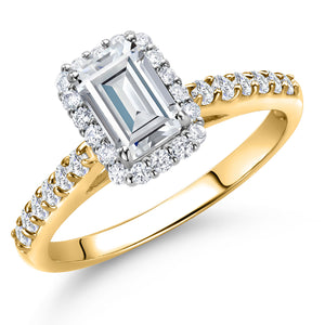 White Moissanite - April_Ring in 10K Two Tone Gold
