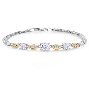 Moissanite - April_Bracelet in 925 Sterling Silver and 10K Yellow Gold