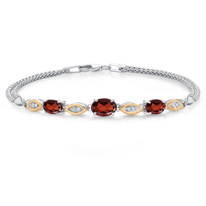 Garnet - January_Bracelet in 925 Sterling Silver and 10K Yellow Gold