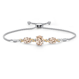 Morganite - October_Bracelet in 925 Sterling Silver and 10K Yellow Gold