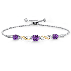 Amethyst - February_Bracelet in 925 Sterling Silver and 10K Yellow Gold
