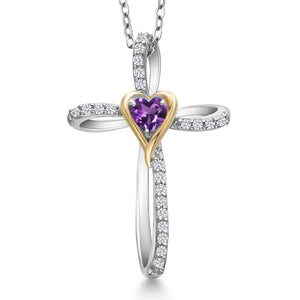 Amethyst_Pendant in 925 Sterling Silver and 10K Yellow Gold