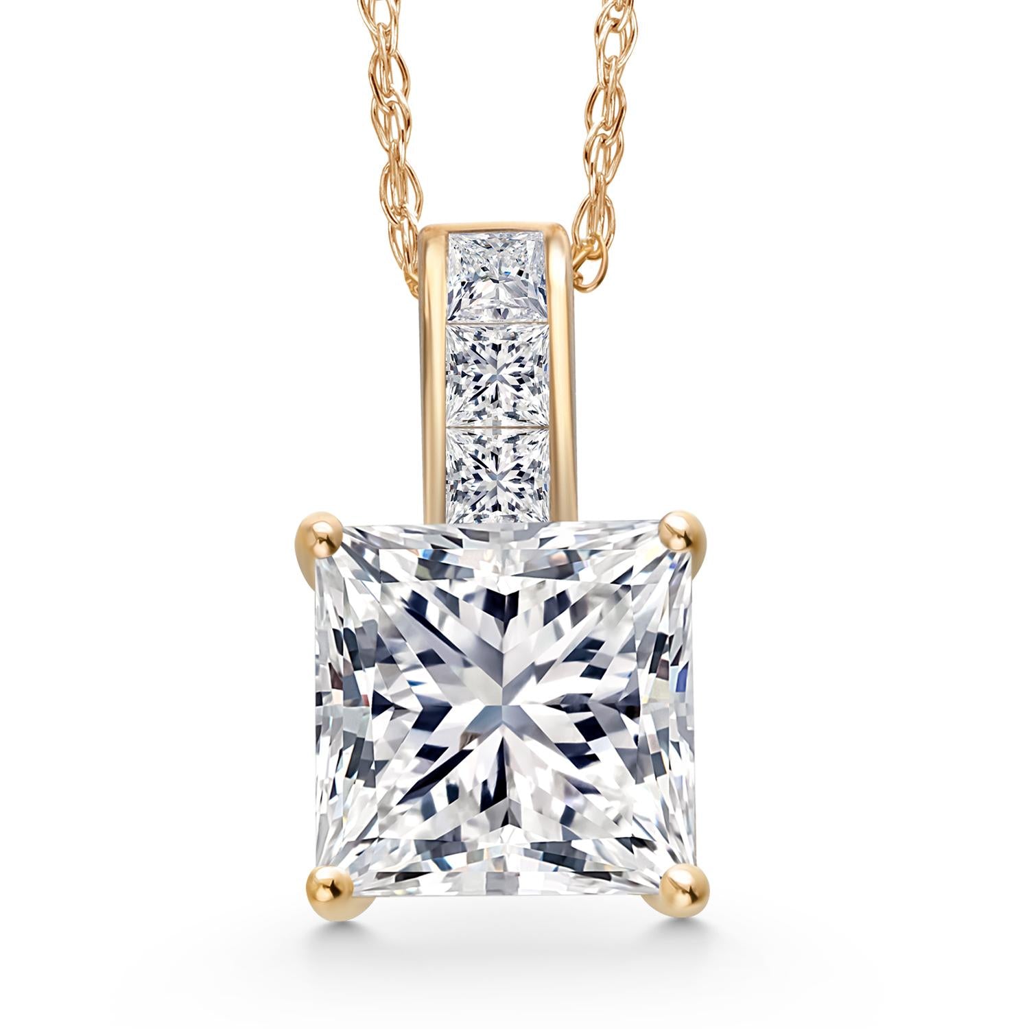 14K Yellow Gold 1.15 Cttw Princess Lab Grown Diamond Pendant | IGI ...