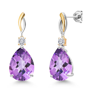 Purple and Near Colorless (GH)_Earrings in 925 Sterling Silver and 10K Yellow Gold