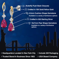 Earrings in 925 Sterling Silver and 10K Yellow Gold