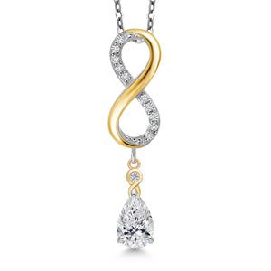 White Lab Grown Diamond - April_Pendant in 925 Sterling Silver and 10K Yellow Gold