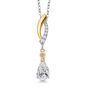White Lab Grown Diamond - April_Pendant in 925 Sterling Silver and 10K Yellow Gold