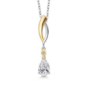 White Lab Grown Diamond - April_Pendant in 925 Sterling Silver and 10K Yellow Gold