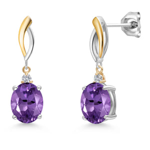 Amethyst - February_Earrings in 925 Sterling Silver and 10K Yellow Gold