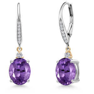 Amethyst - February_Earrings in 925 Sterling Silver and 10K Yellow Gold