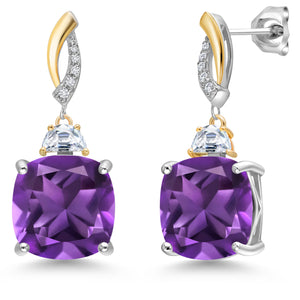Amethyst - February_Earrings in 925 Sterling Silver and 10K Yellow Gold