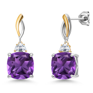 Amethyst - February_Earrings in 925 Sterling Silver and 10K Yellow Gold