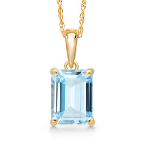 Aquamarine - March_Pendant in 14K Yellow Gold