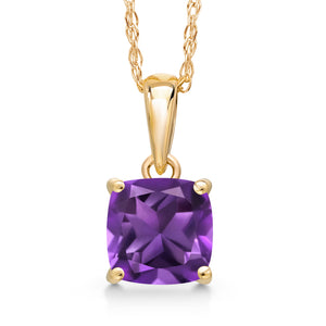 Amethyst - February_Pendant in 14K Yellow Gold