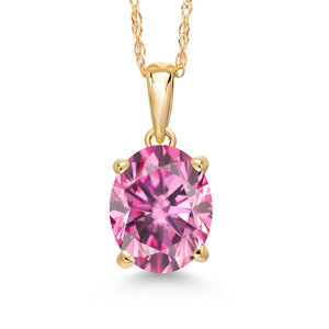 Pink Moissanite - April_Pendant in 14K Yellow Gold