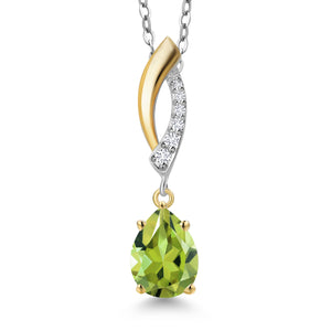 Peridot - August_Pendant in 925 Sterling Silver and 10K Yellow Gold