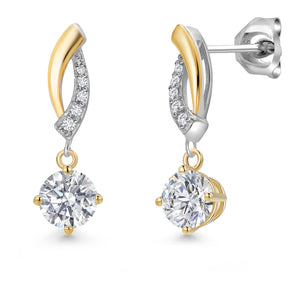 White Lab Grown Diamond - April_Earrings in 925 Sterling Silver and 10K Yellow Gold