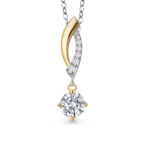 White Lab Grown Diamond - April_Pendant in 925 Sterling Silver and 10K Yellow Gold