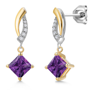 Amethyst - February_Earrings in 925 Sterling Silver and 10K Yellow Gold