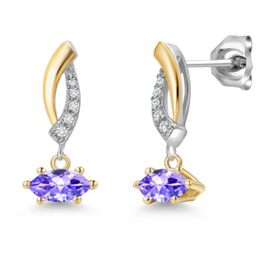 Tanzanite - December_Earrings in 925 Sterling Silver and 10K Yellow Gold