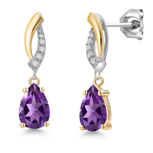 Amethyst - February_Earrings in 925 Sterling Silver and 10K Yellow Gold