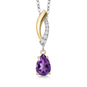 Amethyst - February_Pendant in 925 Sterling Silver and 10K Yellow Gold