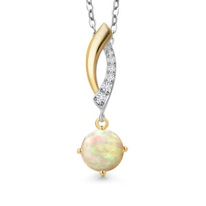 Ethiopian Opal - October_Pendant in 925 Sterling Silver and 10K Yellow Gold