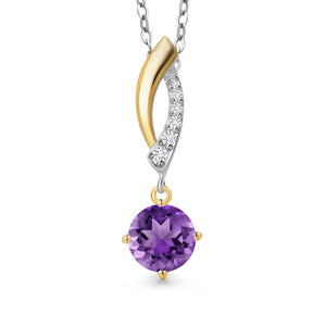 Amethyst - February_Pendant in 925 Sterling Silver and 10K Yellow Gold