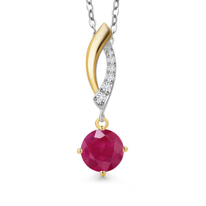 Ruby - July_Pendant in 925 Sterling Silver and 10K Yellow Gold
