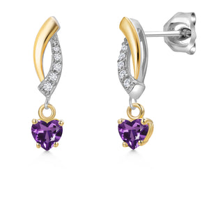 Amethyst - February_Earrings in 925 Sterling Silver and 10K Yellow Gold