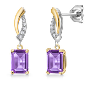 Amethyst - February_Earrings in 925 Sterling Silver and 10K Yellow Gold