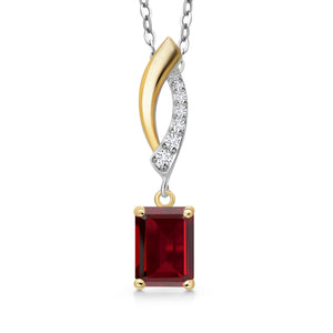 Garnet - January_Pendant in 925 Sterling Silver and 10K Yellow Gold