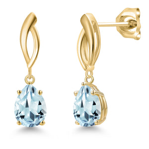Aquamarine - March_Earrings in 10K Yellow Gold