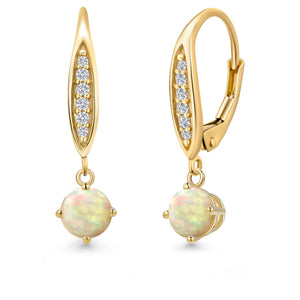 Ethiopian Opal-Cabochon - October_Earrings in 10K Yellow Gold