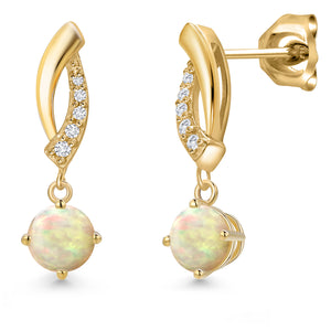 Ethiopian Opal - October_Earrings in 10K Yellow Gold