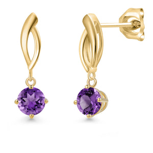 Amethyst - February_Earrings in 10K Yellow Gold