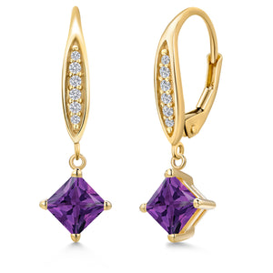 Amethyst - February_Earrings in 10K Yellow Gold