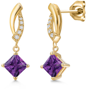 Amethyst - February_Earrings in 10K Yellow Gold