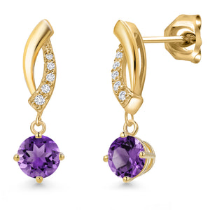 Amethyst - February_Earrings in 10K Yellow Gold