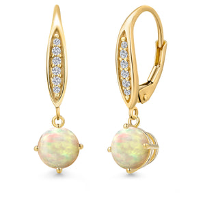 Ethiopian Opal-Cabochon - October_Earrings in 10K Yellow Gold