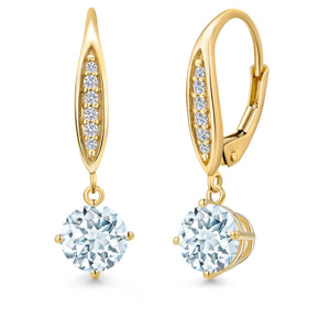 Aquamarine - March_Earrings in 10K Yellow Gold