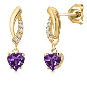 Amethyst - February_Earrings in 10K Yellow Gold