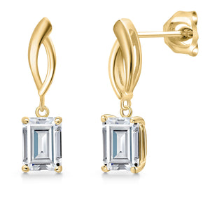 White Moissanite - April_Earrings in 10K Yellow Gold