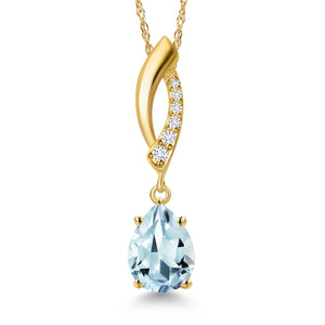 Aquamarine - March_Pendant in 10K Yellow Gold