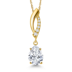 White Moissanite - April_Pendant in 10K Yellow Gold