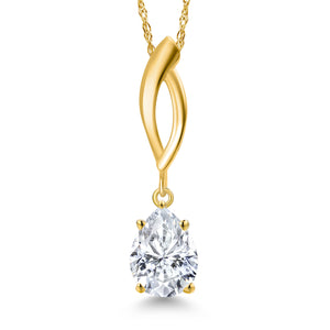 White Moissanite - April_Pendant in 10K Yellow Gold