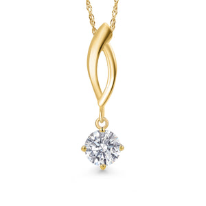 White Lab Grown Diamond - April_Pendant in 10K Yellow Gold